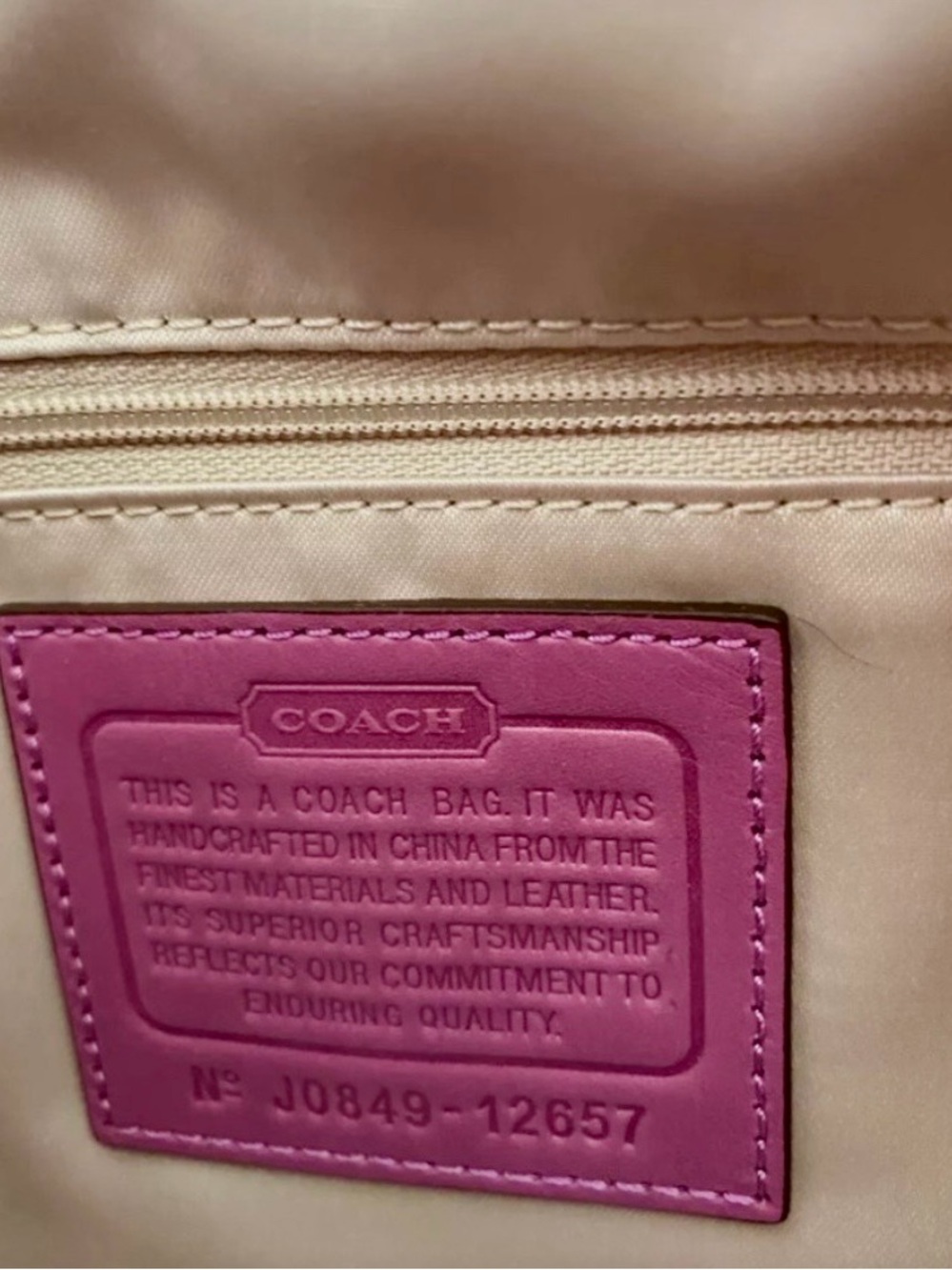Coach Zoe Signature Khaki/Orchid Purse Handbag - Picture 5 of 8